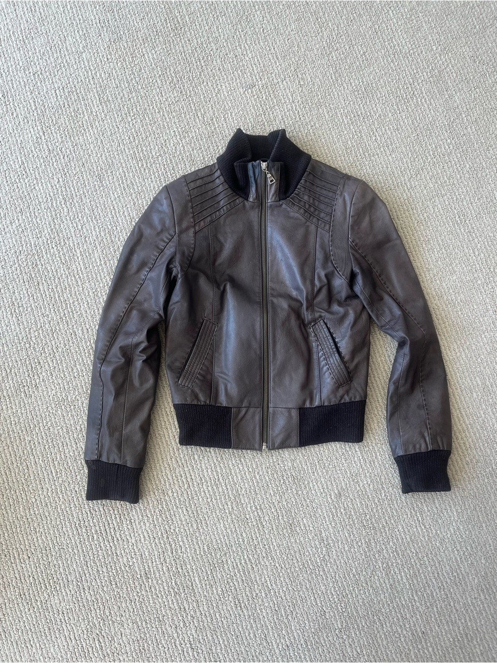 Danier Dark Brown Women's Leather Bomber Jacket